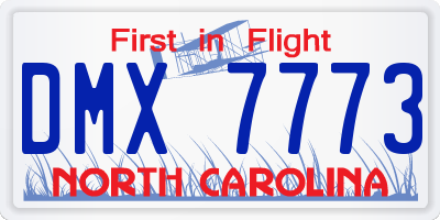 NC license plate DMX7773