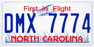 NC license plate DMX7774