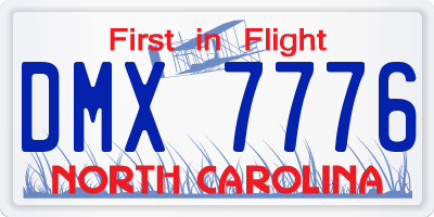 NC license plate DMX7776