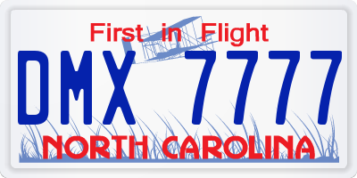 NC license plate DMX7777