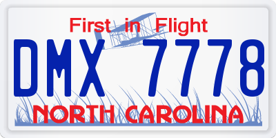 NC license plate DMX7778