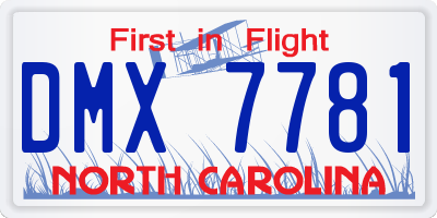NC license plate DMX7781