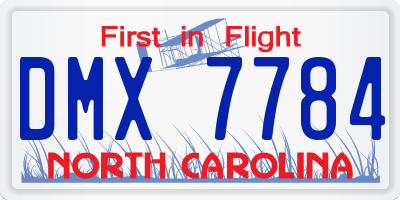 NC license plate DMX7784