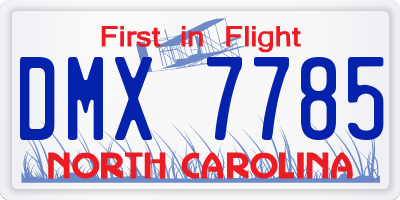 NC license plate DMX7785