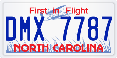 NC license plate DMX7787