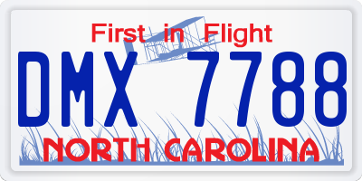 NC license plate DMX7788