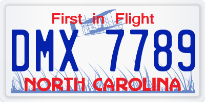 NC license plate DMX7789