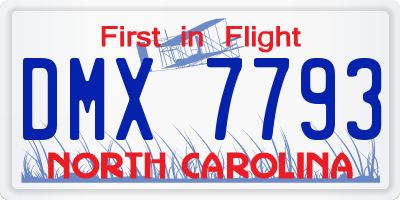 NC license plate DMX7793