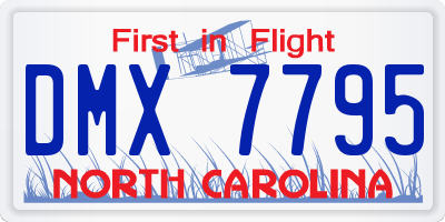 NC license plate DMX7795