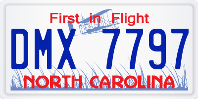 NC license plate DMX7797