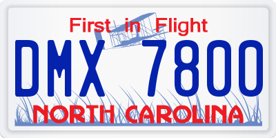 NC license plate DMX7800