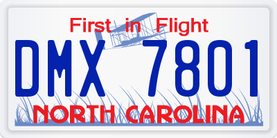 NC license plate DMX7801