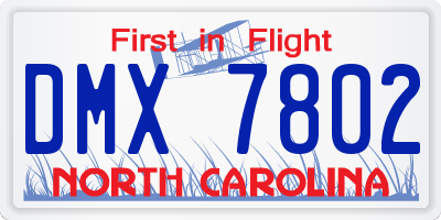 NC license plate DMX7802