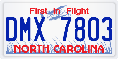 NC license plate DMX7803