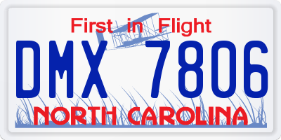 NC license plate DMX7806