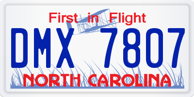 NC license plate DMX7807