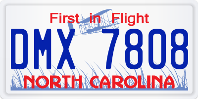 NC license plate DMX7808