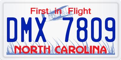 NC license plate DMX7809