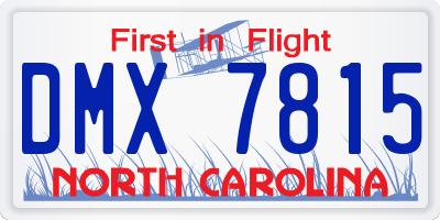 NC license plate DMX7815