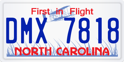 NC license plate DMX7818