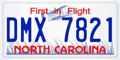 NC license plate DMX7821