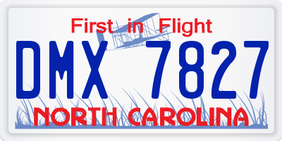 NC license plate DMX7827