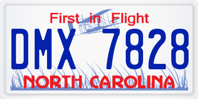 NC license plate DMX7828