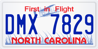 NC license plate DMX7829