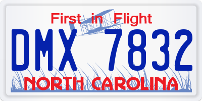 NC license plate DMX7832