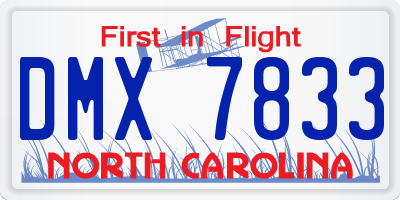 NC license plate DMX7833