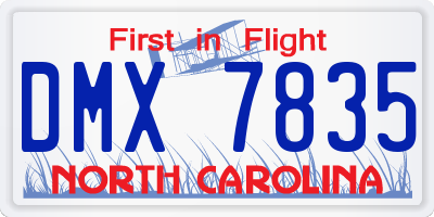 NC license plate DMX7835