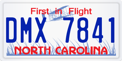 NC license plate DMX7841