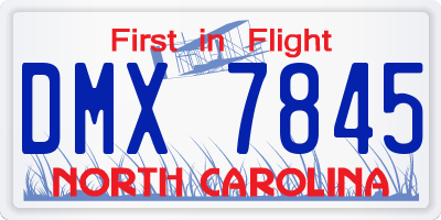 NC license plate DMX7845