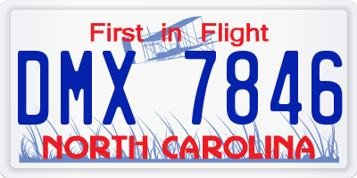 NC license plate DMX7846