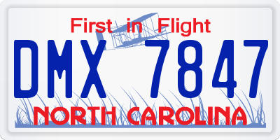 NC license plate DMX7847