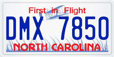 NC license plate DMX7850