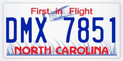NC license plate DMX7851