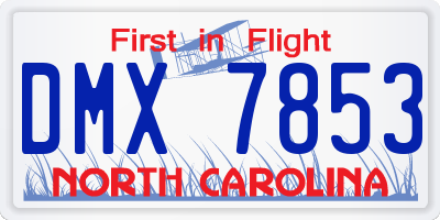 NC license plate DMX7853