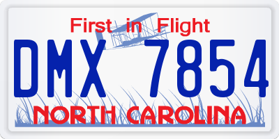 NC license plate DMX7854