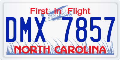 NC license plate DMX7857