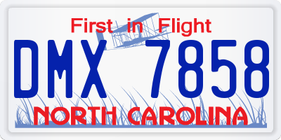 NC license plate DMX7858