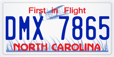 NC license plate DMX7865