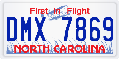 NC license plate DMX7869