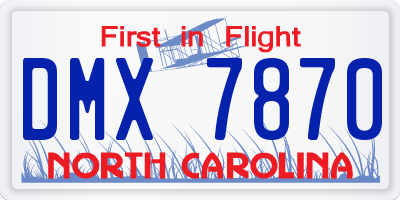 NC license plate DMX7870