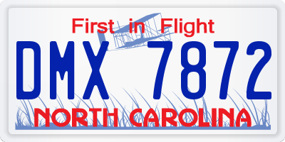 NC license plate DMX7872