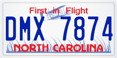 NC license plate DMX7874