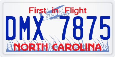 NC license plate DMX7875