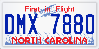 NC license plate DMX7880