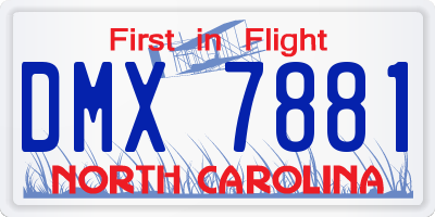 NC license plate DMX7881