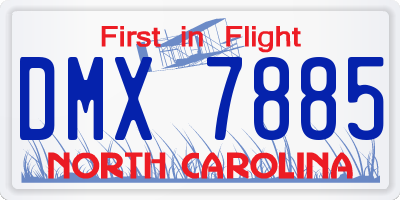 NC license plate DMX7885